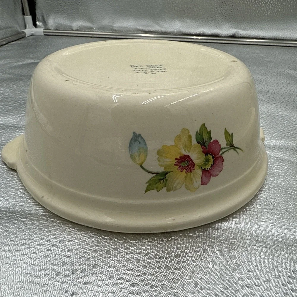 Vtg 1930s Paden City Pottery The Princess casserole Flowers‎ Round Covered  Bowl